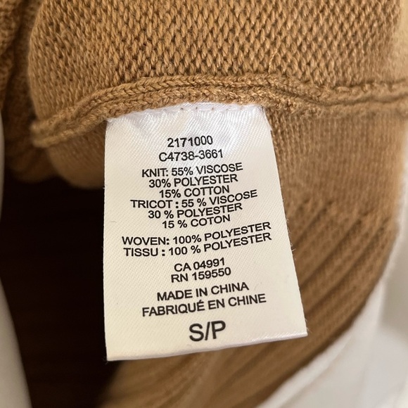 Hilary Radley Tan V-Neck Sweater with Layered Hem size small - Picture 5 of 6